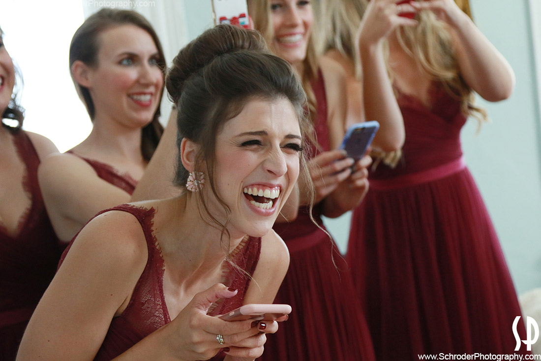 The Bridal party has some fun as the bride gets ready